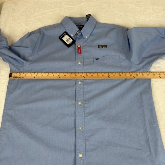 Chaps Mens XL Blue Multi Stretch Easy Care Long Sleeve Button Down Shirt New - Picture 5 of 7
